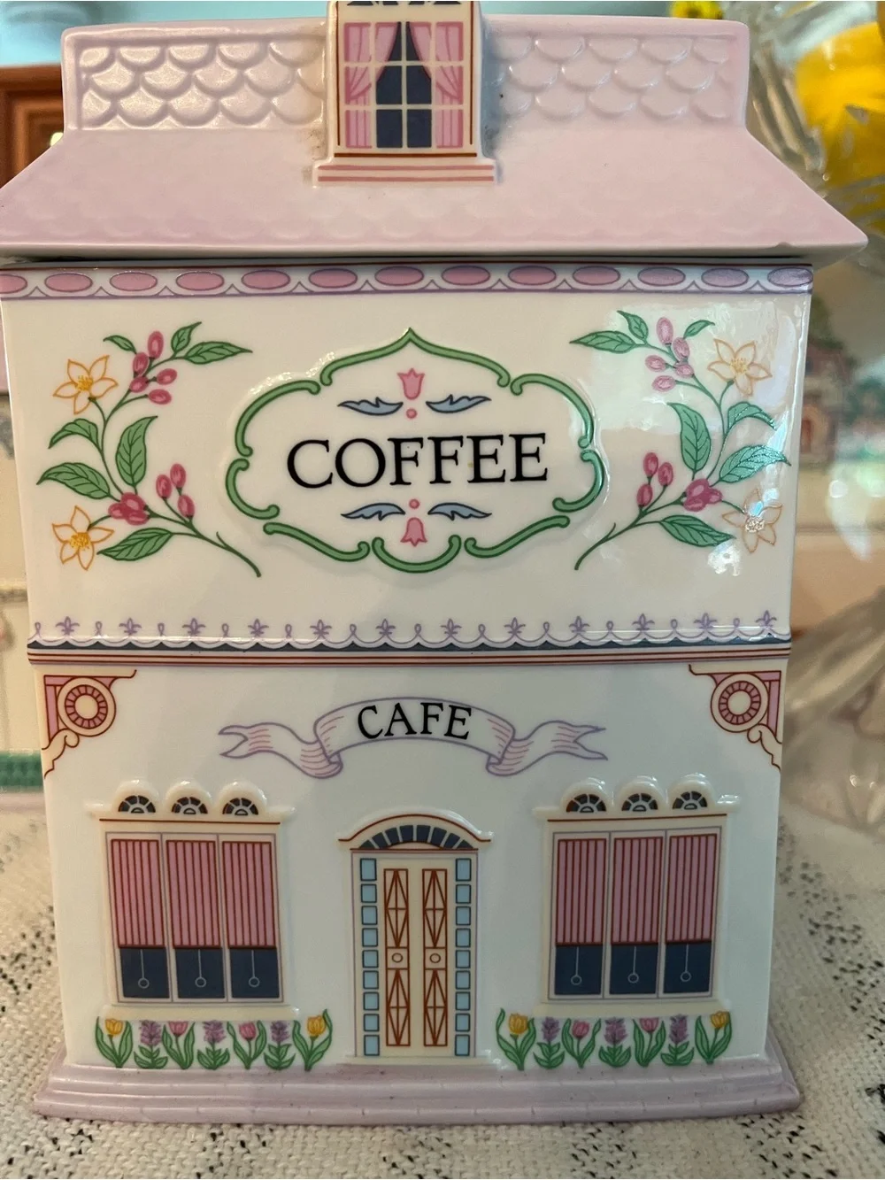 LENOX Village Coffee CAFE Decorative Porcelain Canister, Vintage 1990s